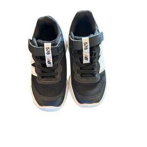 New Balance 578 BK Kids Sneakers Shoes Black White Hook Loop Size 9.5 US